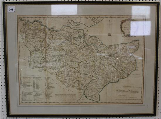 Accurate Map of Kent 1783, hand-coloured